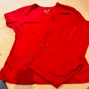 Healing Hands Purple Label YOGA Scrub Set - Red.